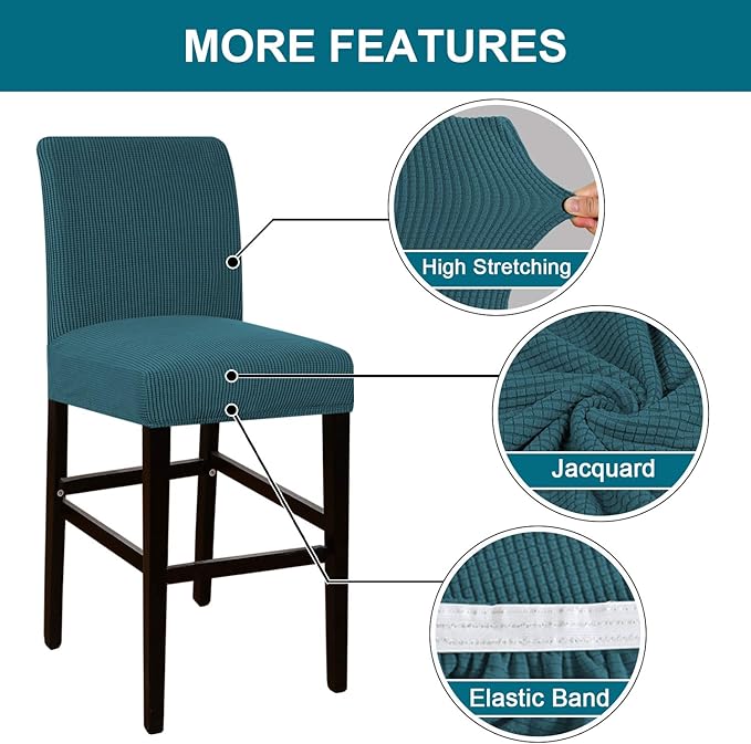 Turquoize Stretch Bar Stool Cover Counter Stool Pub Chair Slipcover - Image 4