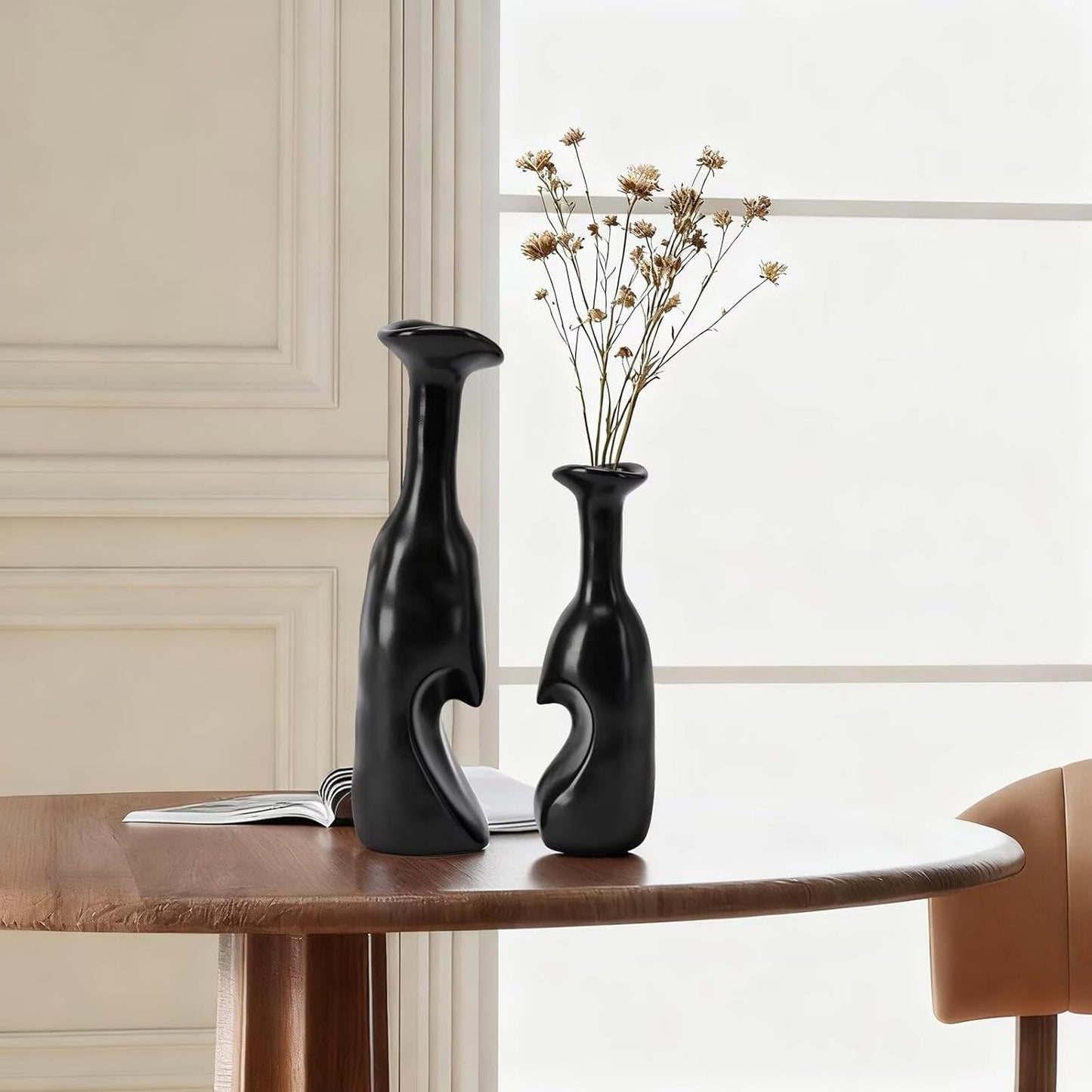 Heart Shaped Small Ceramic Vases Set of 2 Home Decor Boho Vase Modern Matte Flower Vase Minimalist Decorative Vase for Wedding Gift Dining Coffee Table Book Shelf Office Décor