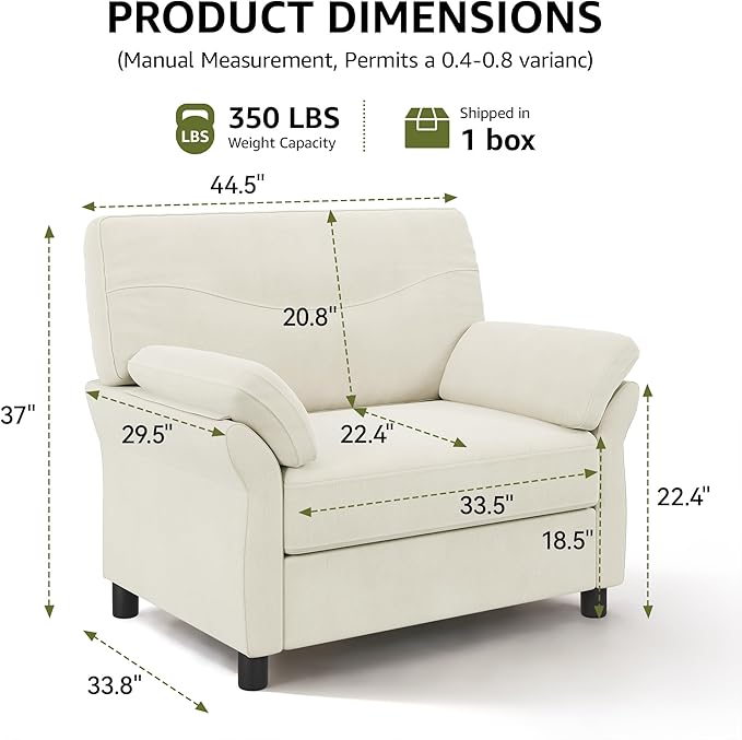 44.5" Oversized Accent Chair, Comfy Chenille Fabric Living Room Chairs - Image 2