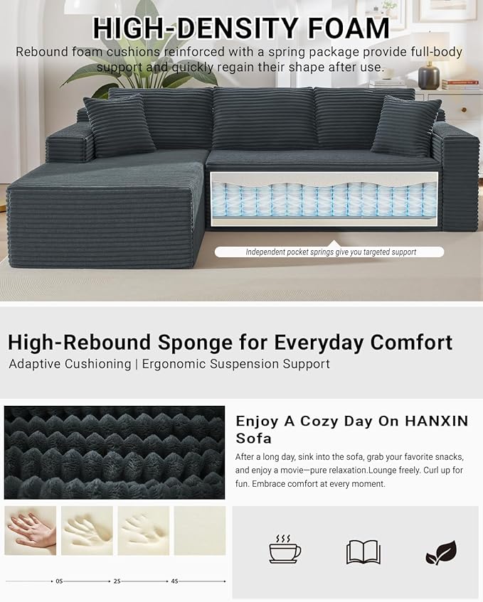 105 Inch Cloud Sectional Couch, Modern Modular Sectional Sofa - Image 4