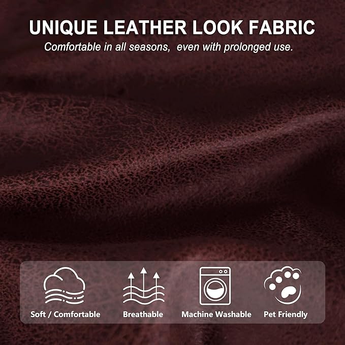 ANARACHON Leather Look Recliner Couch Cover, 8-Pieces Stretch Recliner Sofa - Image 4
