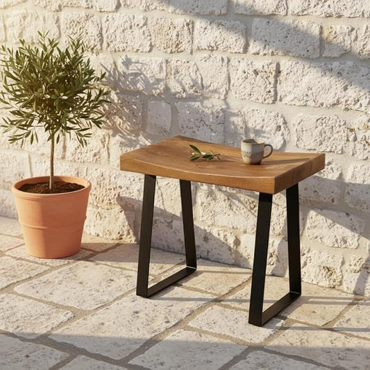 Home Soft Things Natural Reclaimed Pine Wood Tile Shape Entryway Bench - Image 2