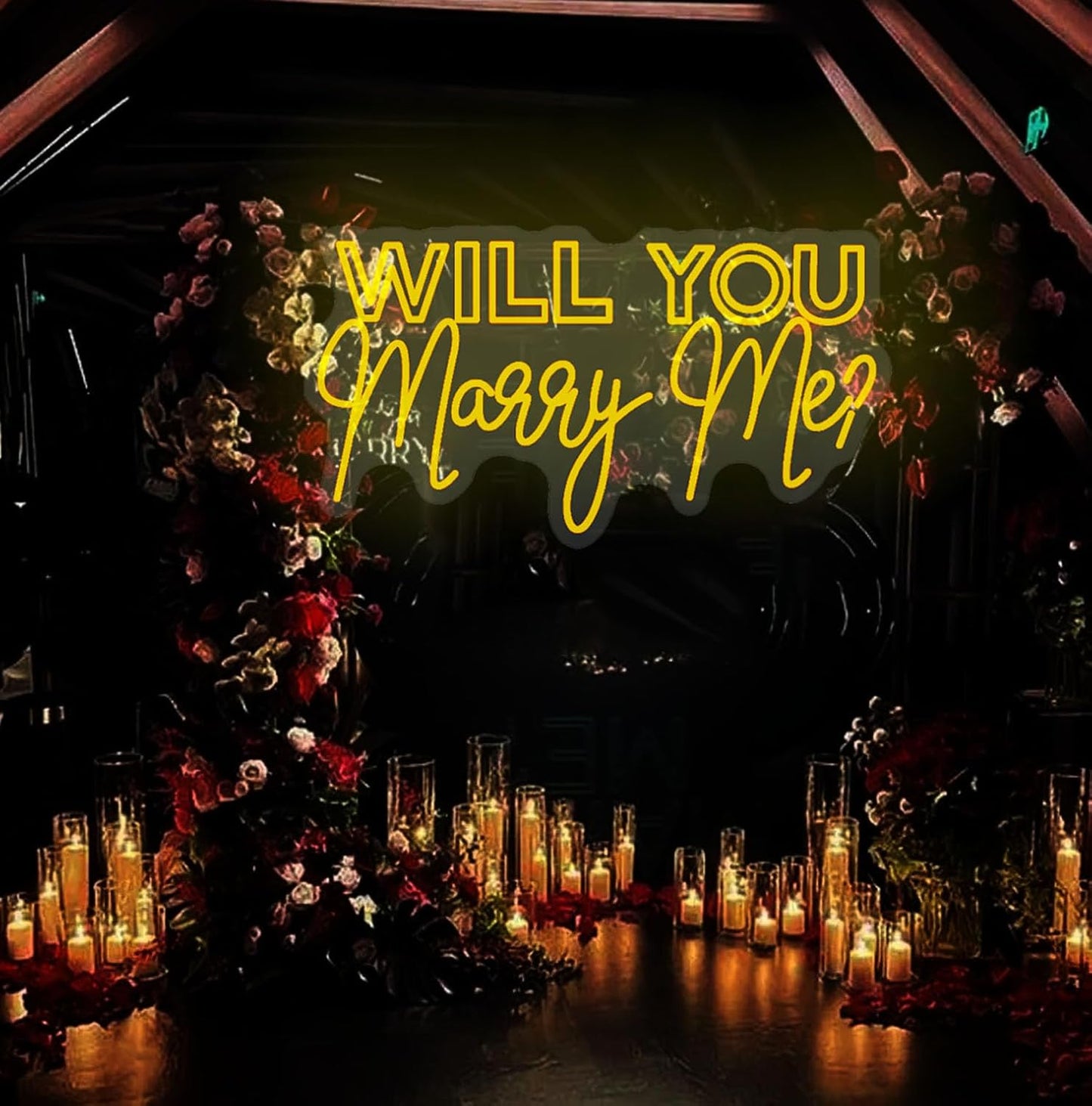 WILL YOU Marry Me? Neon Sign Custom Large Wedding Engagement Party Backdrop LED Neon Light Signs for Proposal Wedding Anniversary Valentine Engagement Bedroom Home Wall Decor. Size:27inch-Yellow