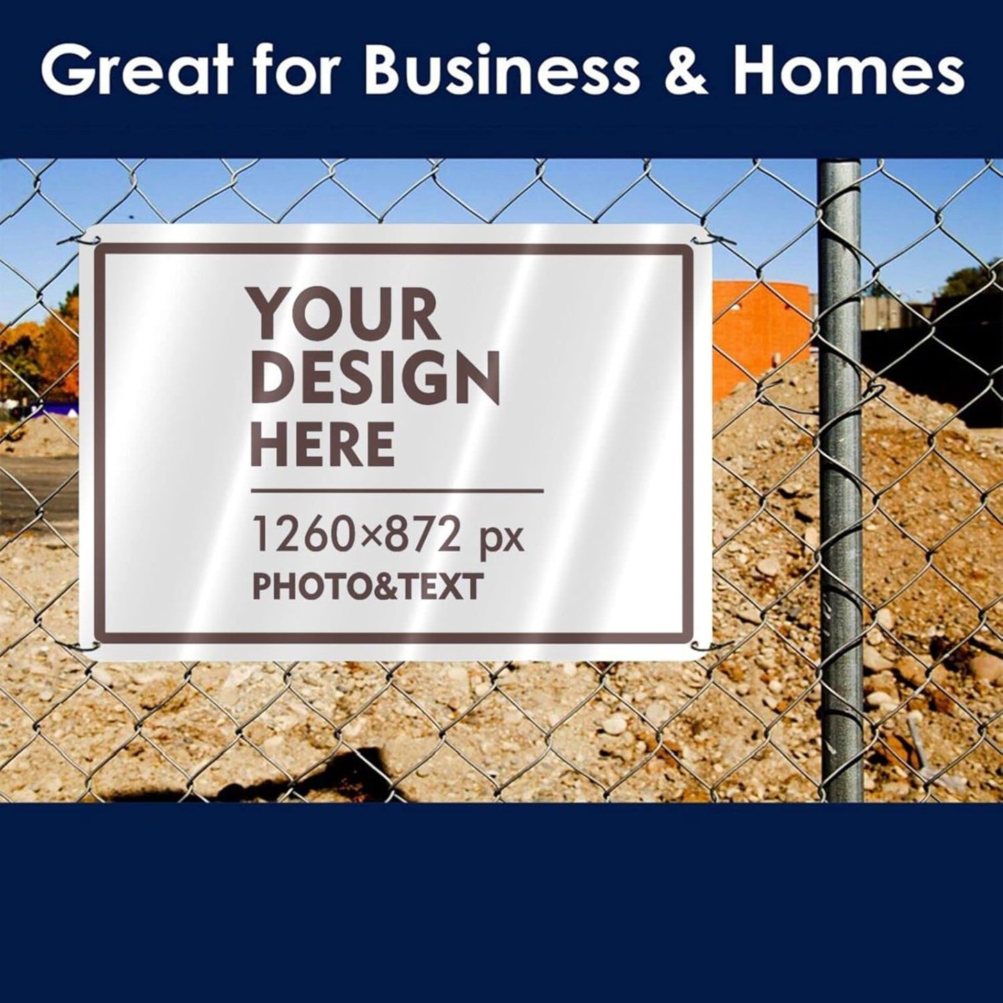 Custom Outdoor Metal Sign - Personalized Aluminum Signs for Office, Home, Business, Decor, Custom Road Signs, Rust-Proof, Brown Text Box, 12x8 Inches