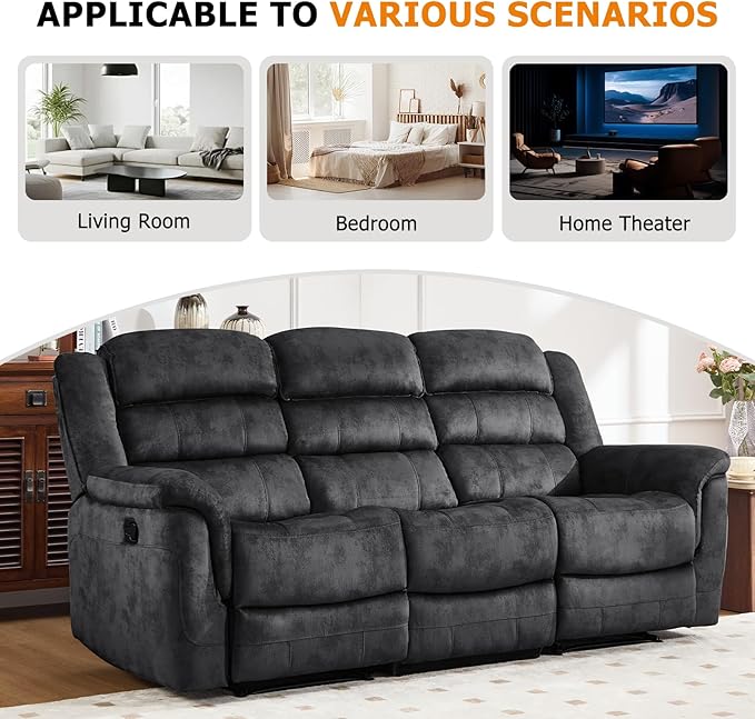 EBELLO Reclining Sofa for Living Room, Extra Wide Modern Overstuffed 3 Seat - Image 5