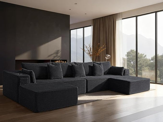 138" Cloud Sectional Couch, Comfort U Shaped Sofa by VYUXWO