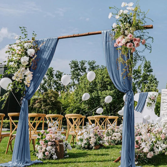 Dusty Blue Wedding Arch Draping Fabric 2 Panels 29" x 20 FT Blue Wedding Drapes for Backdrop Sheer Curtain Drapes for Romantic Bridal Baby Shower Ceremony Birthday Party Fall Outdoor Events