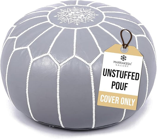 Marrakesh Gallery Genuine Leather Round Pouf Unstuffed by MarrakeshGallery
