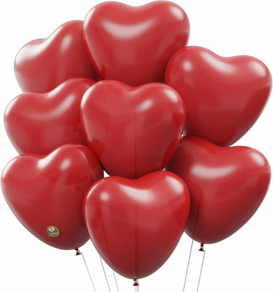 AFTERLOON® Biodegradable Balloons 24 pcs Red 12 Inch Heart Shaped, Thickened Extra Strong Natural Latex Helium Float, Proposal Marriage Love Baby Shower Gender Reveal Wedding Bridal Corazones