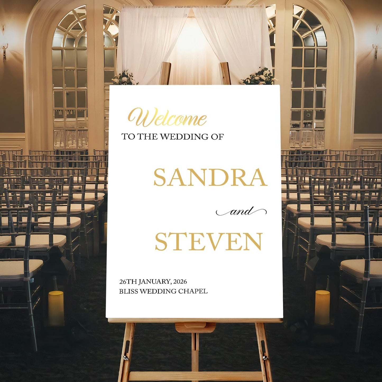 Personalized Modern Wedding Welcome Sign, Minimalist Printed Welcome Sign for Ceremony, Custom Wedding Decoration