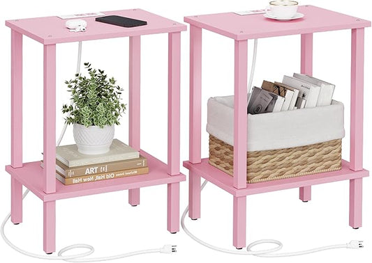 TUTOTAK End Table with Charging Station, Small Side Table with Outlets by ChoosetutotakFurnitureBuildYourCozyHome