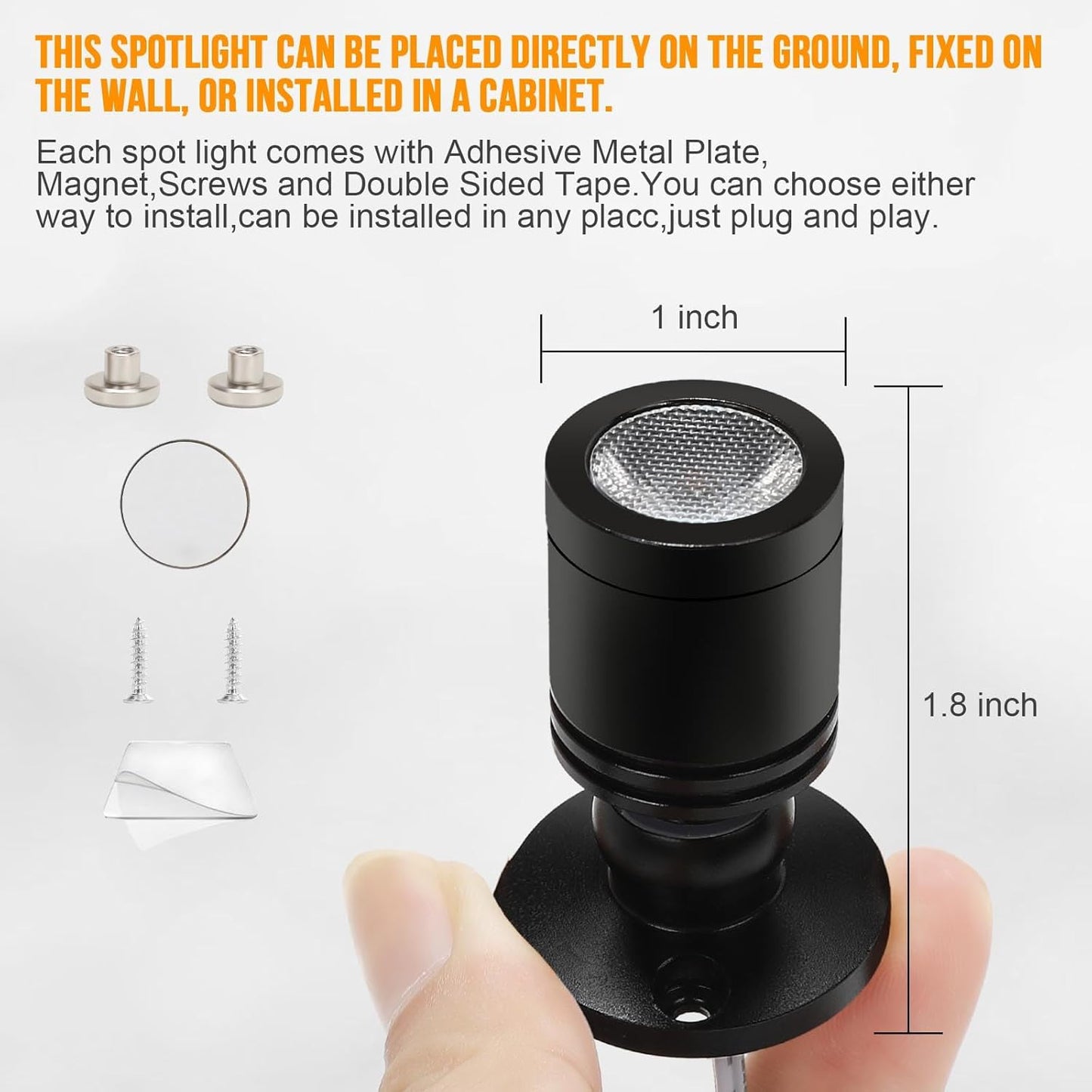 Taysing LED Spot Light Indoor Little Mini Spotlight Accent Lights for Display,Paintings,Pictures,Plants,Jewelry,Shelves, Cabinets,Posters,Showcase(SoftWhite 6 Pack Dimming&Timing)