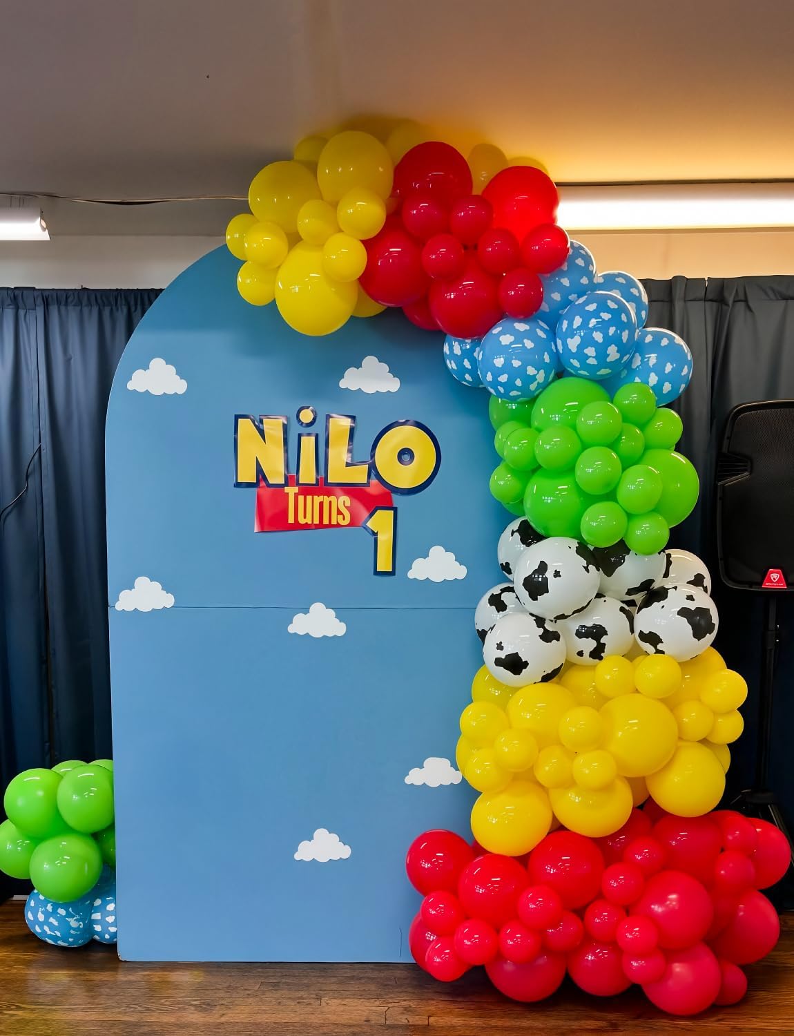 Red Yellow Blue Balloons 12 Inch Red Yellow and Blue Balloons with Sky Blue, Lime Green, Cloud Cow Print Balloon Colorful Latex Balloon for Birthday Baby Shower Farm Themed Party Decorations