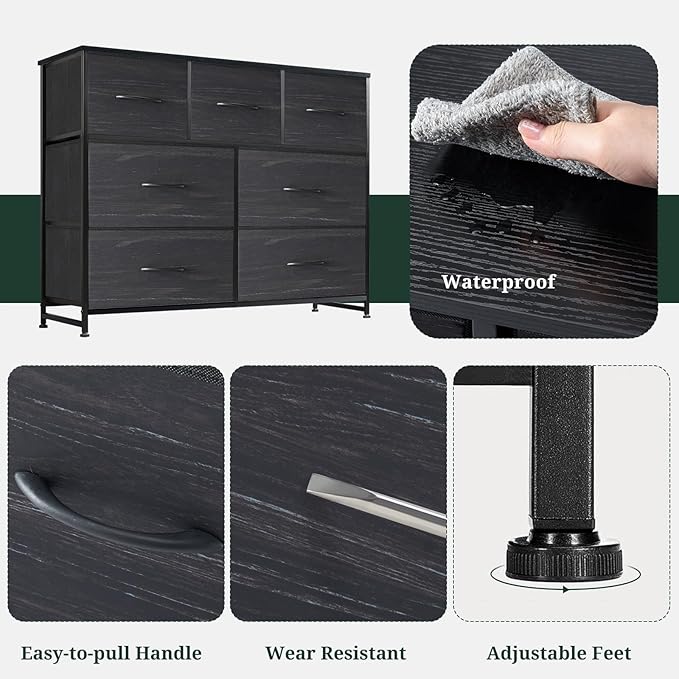 7-Drawer Dresser for Bedroom, Anti-Tip Wide Storage Organizer Fabric Chest of - Image 6