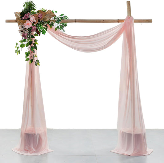 VDS Pack of 1 Panel (30 Inch X 100 Feet) Wedding Arch Draping Fabric Sheer Chiffon Fabric Drapery for Wedding Ceremony Reception Swag Backdrop Canopy Chuppah ARBO Altars Decoration (Dusty Rose)