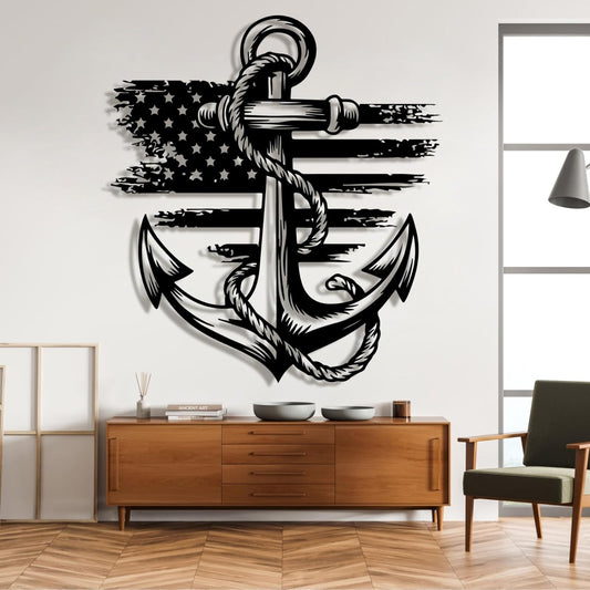 lunwall Metal Anchor Wall Decor, Anchor Metal Sign, Metal Anchor Decor, Anchor Metal Wall Art, Metal Nautical Wall Decor, Metal Wall Decor Coastal, Anchor Wall Decor (black, 28L x 25W / 70 x 63 cm)