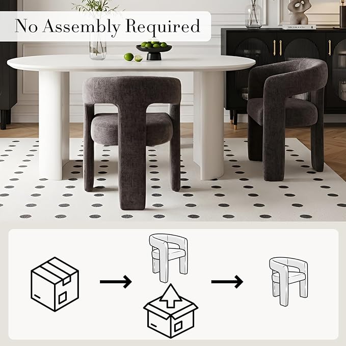 Modern Chenille Dining Chairs Set of 6, Upholstered Barrel Chairs - Image 3