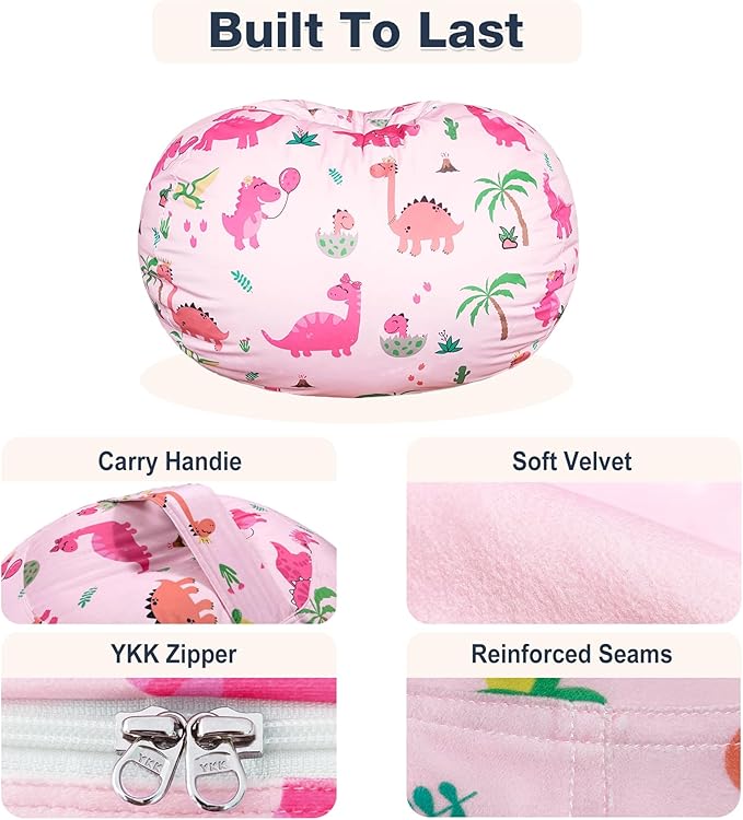 Lukeight Stuffed Animals Storage Bean Bag Chair Cover - Image 5
