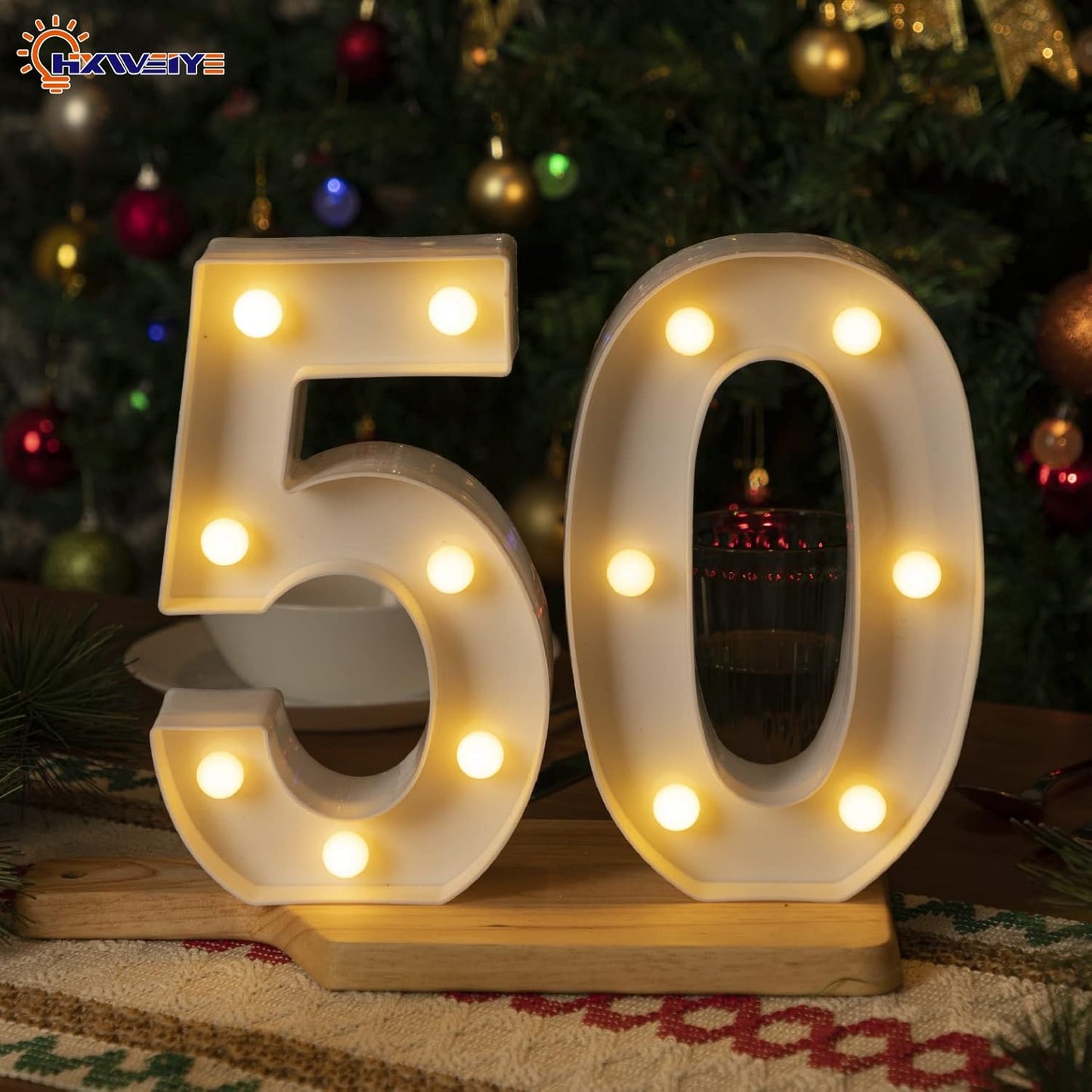 HXWEIYE Light Up Numbers-5, LED Marquee Number Lights Sign 26 Alphabet and 10 Number Big Lights Led Letters for Party Birthday Bar Battery Powered Christmas Decor Letter Lights (Warm White)