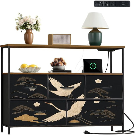 Dresser Japanese Seamless Crane Birds Elements Asian Oriental Decoration Such by Unknown