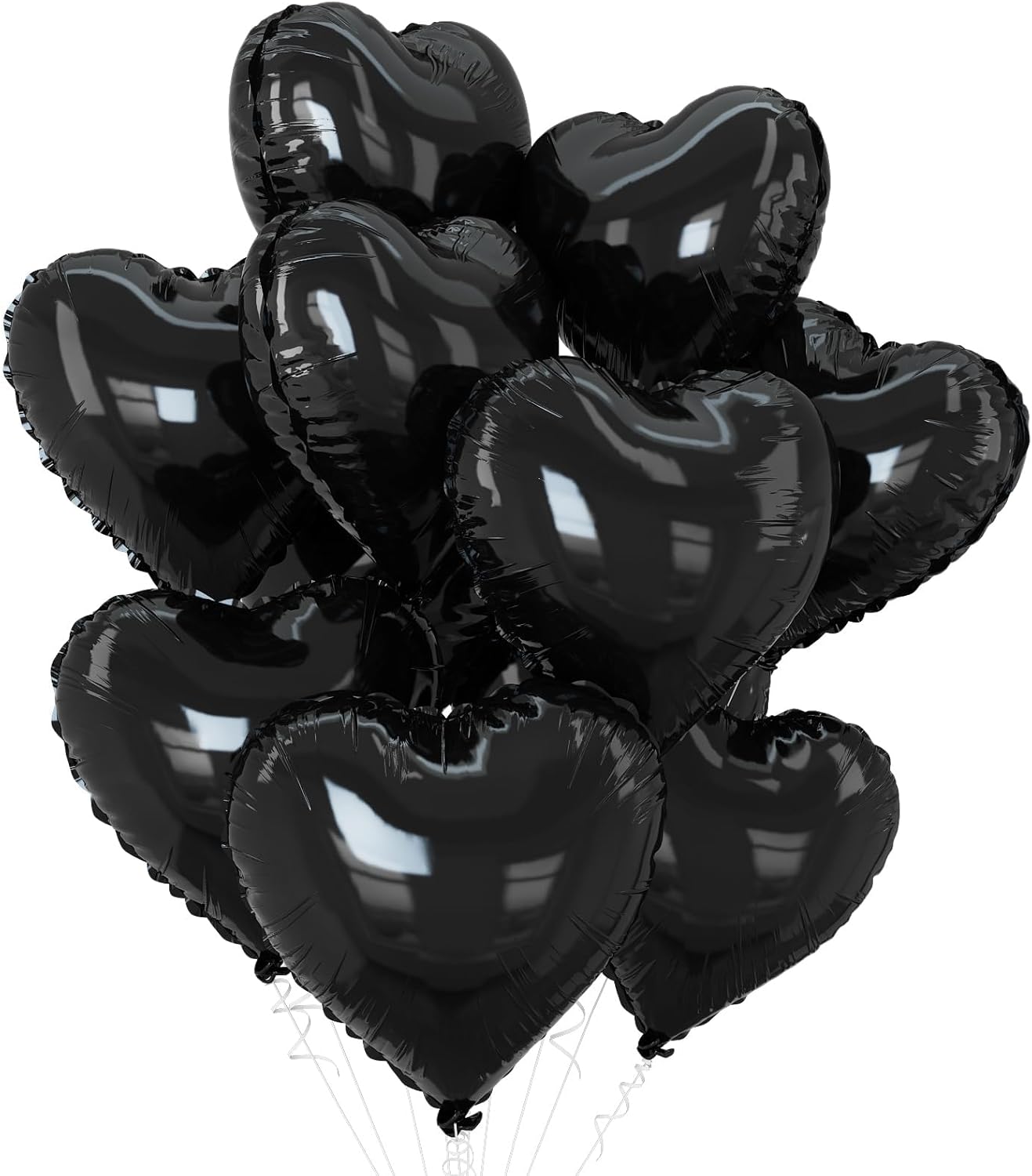 Black Heart Balloons,10Pcs Black Foil Heart Shaped Love Balloons,18Inch Helium Polyester Film Balloon for Valentines,Engagement,Birthday,Anniversary,Wedding Party Decorations