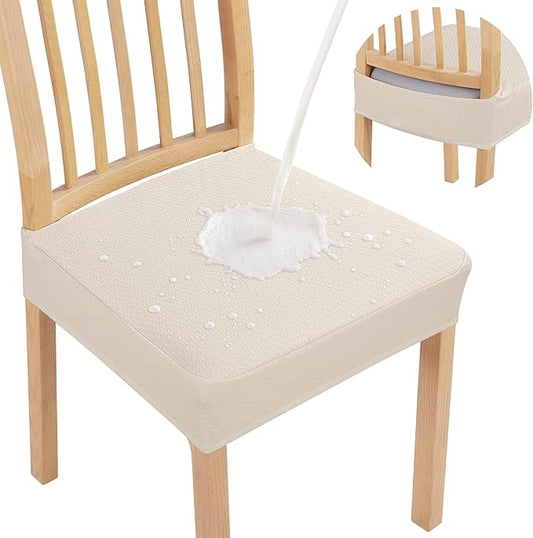 Smiry Waterproof Seat Covers for Dining Room Chairs Set of 8, Stretch Jacquard by Smiry