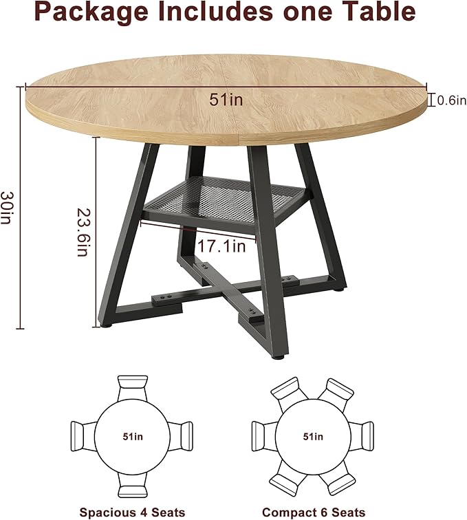 Jocoevol 51'' Round Dining Table - Image 2