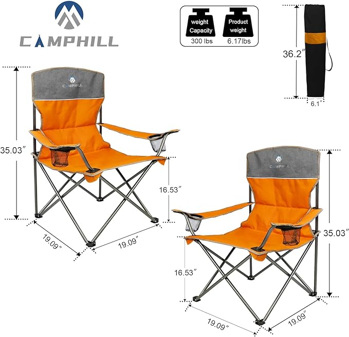 Camping Chair Set of 3, Outdoor Folding Camping Chairs - Image 4
