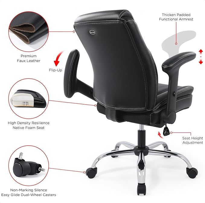 Ergonomic Heavy Duty Mid-Back Padded Bonded Leather Padded - Image 7