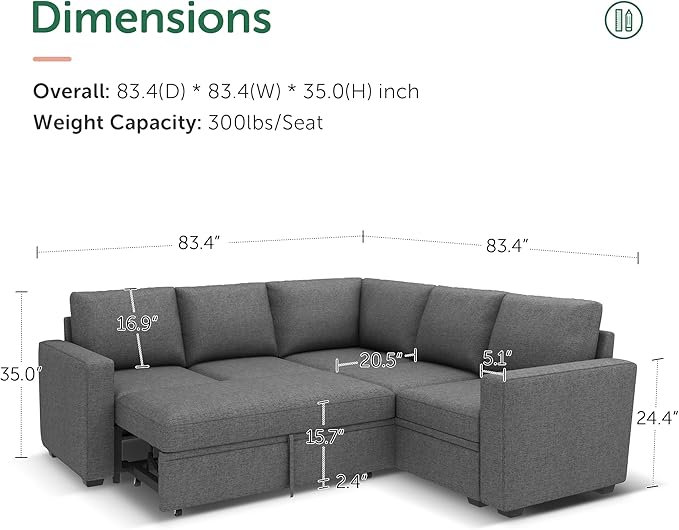 HONBAY Sectional Sleeper Sofa - Image 2