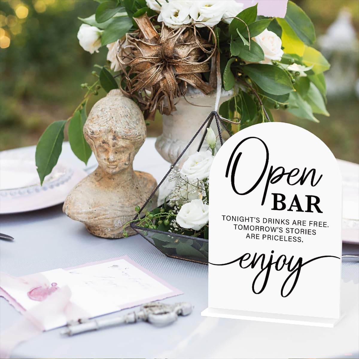 Acrylic Wedding Sign Wedding Signs for Ceremony Open Bar Sign for Wedding Modern Calligraphy Arch Acrylic Table Top Sign for Wedding Reception and Event Party Table(white）