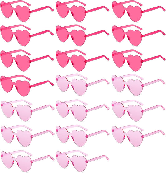 12/20/24 Pairs Heart Sunglasses for Women Men, Trendy Heart Shaped Rimless Transparent Sunglasses, Bachelorette Party