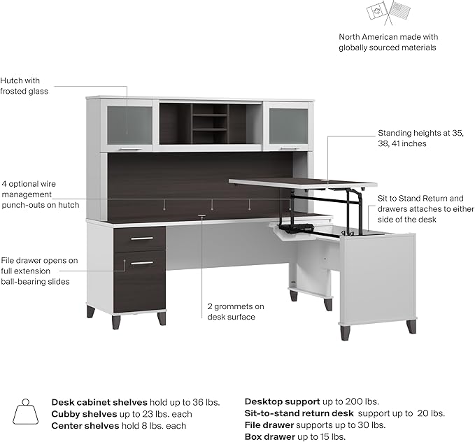 Bush Home 72-Inch L-Shaped Sit to Stand Desk - Image 8
