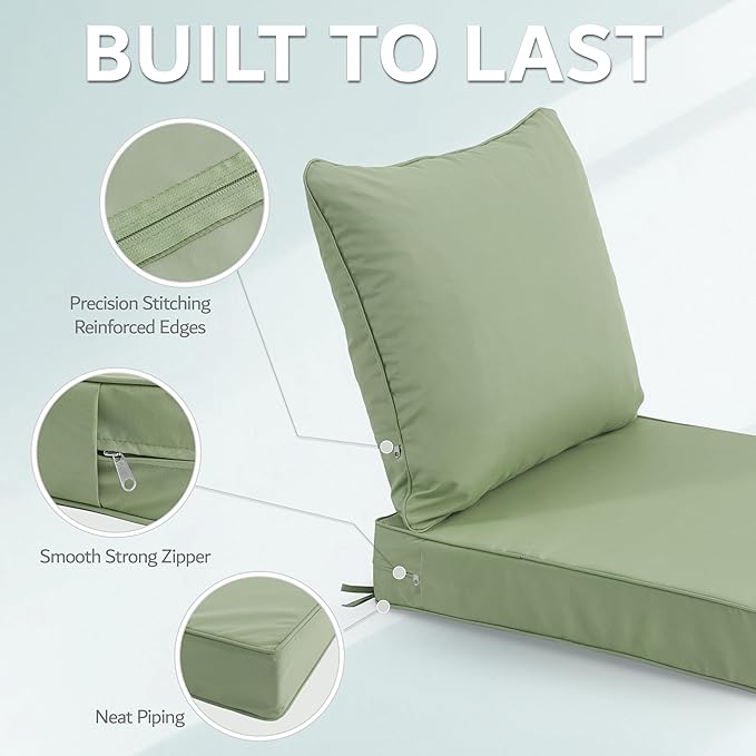 24x24 Inch Outdoor Chair Cushions Set of 2, Patio Furniture Cushions - Image 6