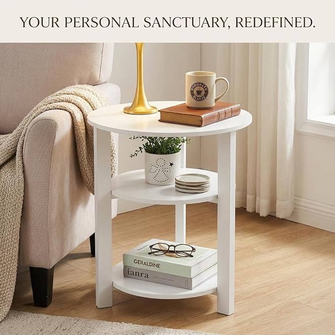 Farmhouse 3-Tier Round Side Table, 17.7 * 21.7inch End Table - Image 5