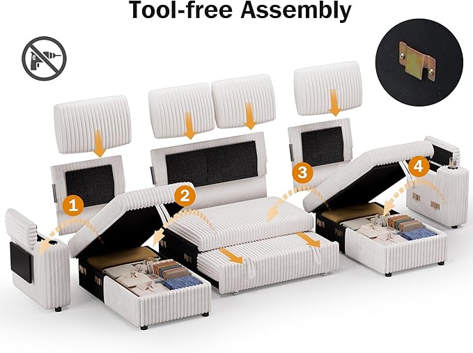 Vipbear 108" Modular Sectional Sleeper Sofa - Image 4