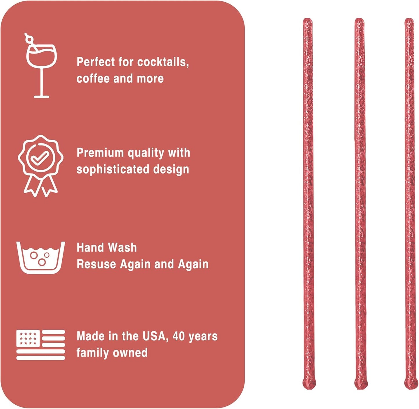 Coffee and Cocktail Stirrers, Reusable Plastic Drink Stirrer Sticks, 100 Ball Head Swizzle Sticks, Use as a Cocktail Garnish or Cake Pop Stick, and Restaurant Supplies, 6 inch (Red)