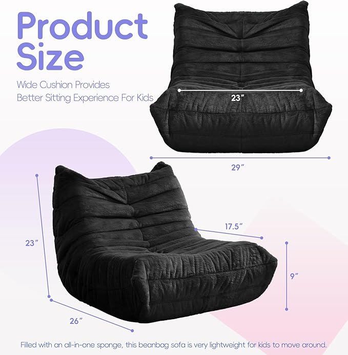Hobestluk Bean Bag Chair with Memory Foam Ultra Soft Faux Fur Fabric Ergonomic - Image 2