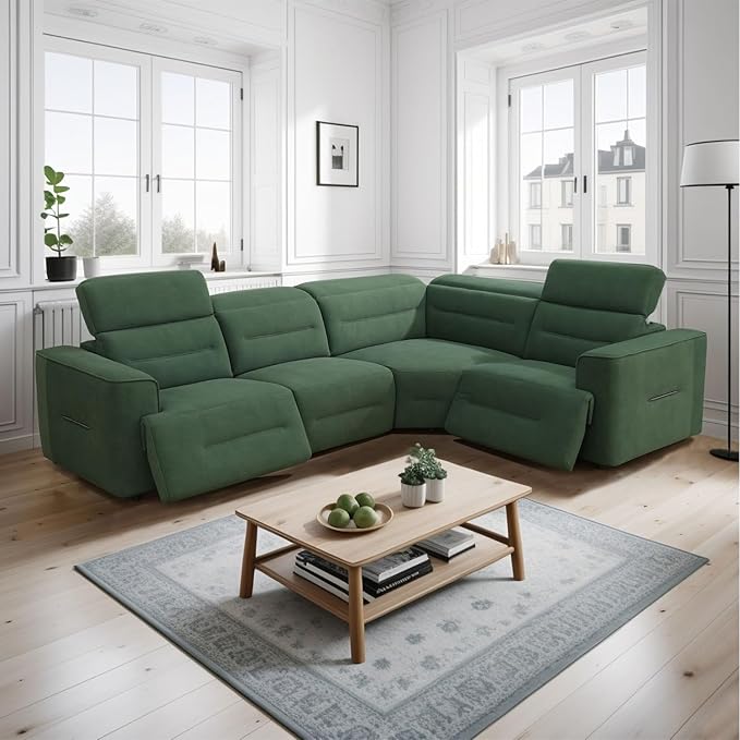 Power Recliner Sectional Sofa, L-Shaped Living Room Furniture Set, Reclining - Image 3