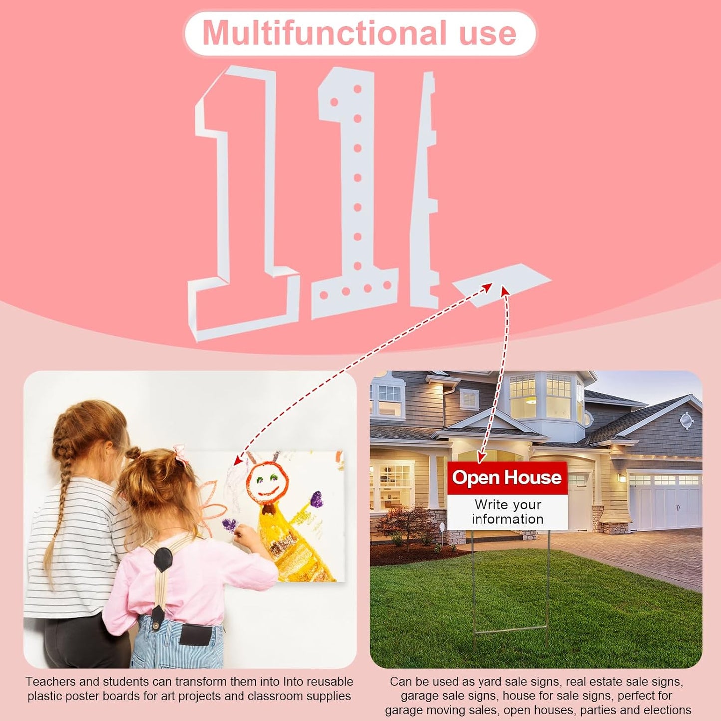 4FT Plastic Marquee Numbers 4 - Light up Numbers Are Made from Corrugated Plastic Board - Quick Assembly Without Tools, Disassembled Components Can Be Used for Photo Wall Decoration, Yard Sale Signs