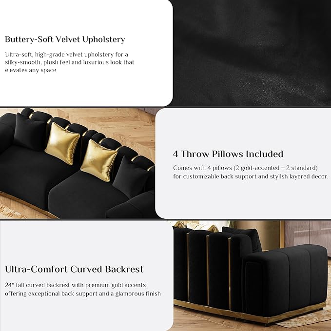 104" Oversized Velvet Chesterfield Couch - Image 3