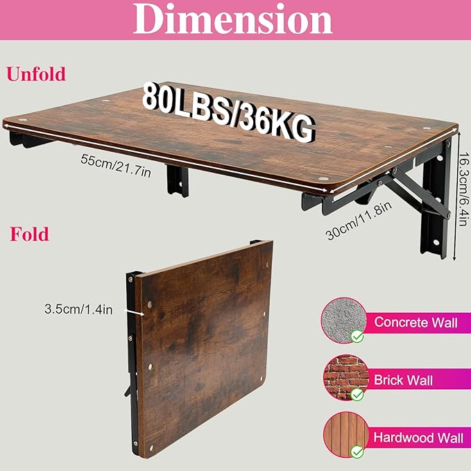 Wooden Folding Shelf Wall Mounted - Image 3