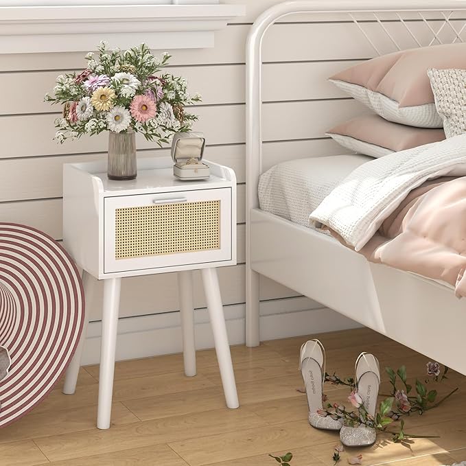 LAATOOREE Nightstand Set of 2, Small White Bedside Table, End Table - Image 7