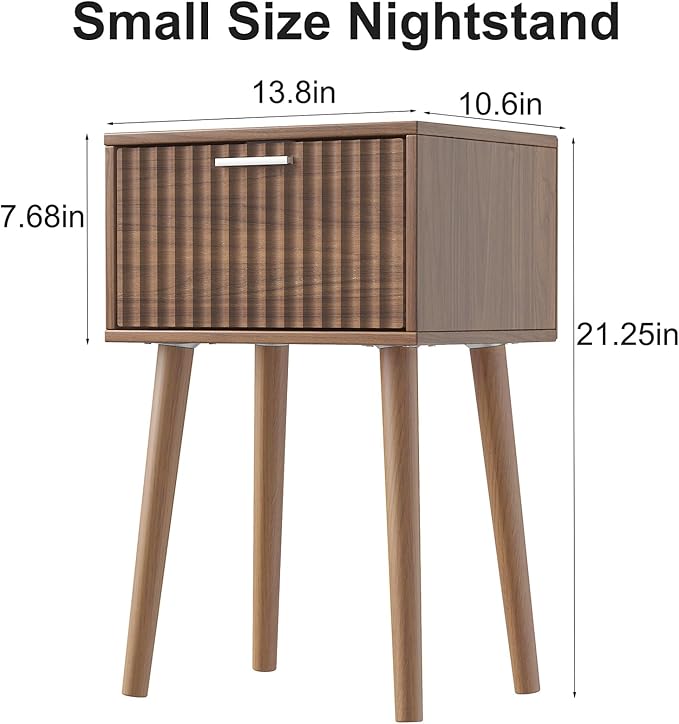 LAATOOREE Nightstands Set of 2, Small Fluted Side Table, Bedside Table - Image 2