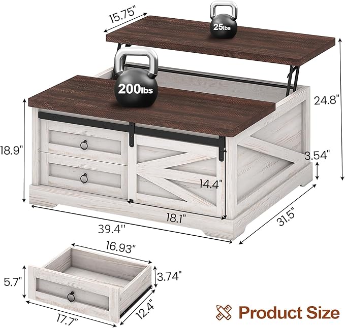 Itaar 39.4'' Lift Top Coffee Table - Image 2
