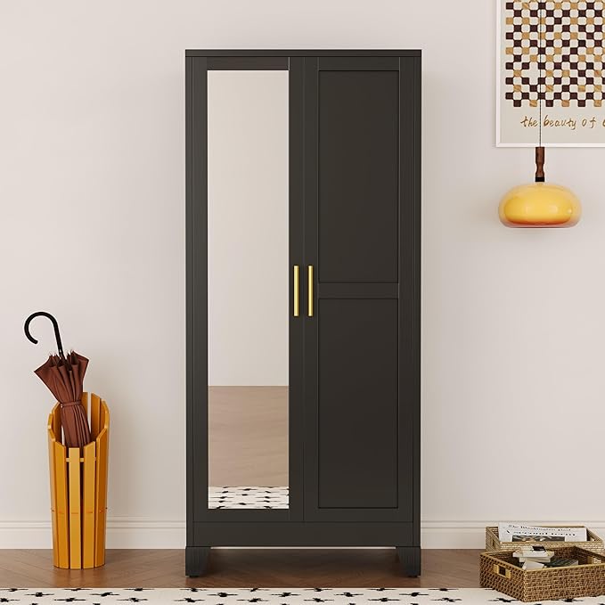 71" Metal Armoire Wardrobe Closet, Steel Clothing Storage Cabinet - Image 6