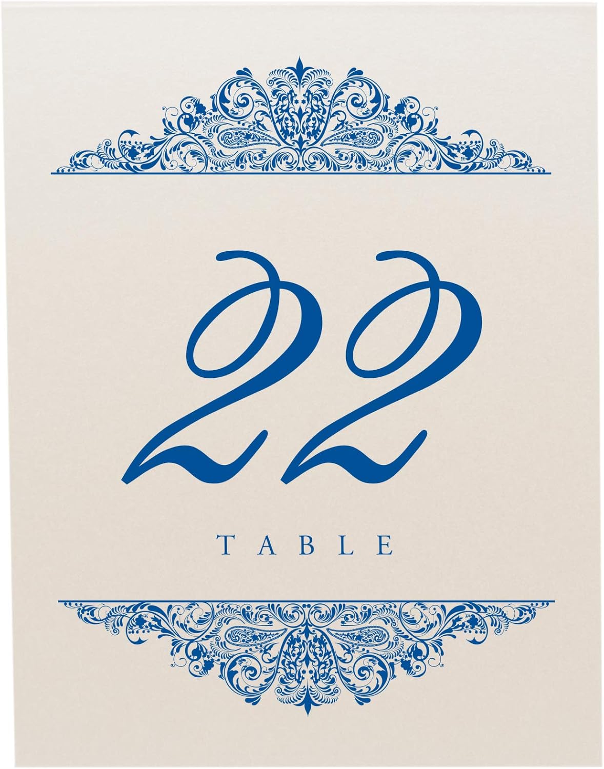 Paisley Wedding Table Numbers (Select Color/Quantity), Champagne, Royal Blue, 1-20, Double Sided, Tent or Use in a Stand, Great for Parties & Restaurants - Made in the USA