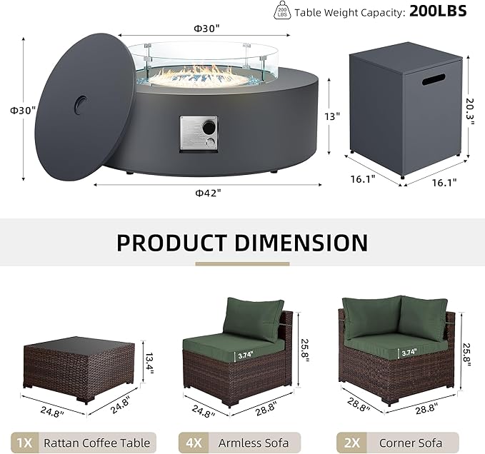 UPHA 9 Pieces Patio Furniture Sets, Wicker Outdoor Sectional Sofa Couch - Image 2