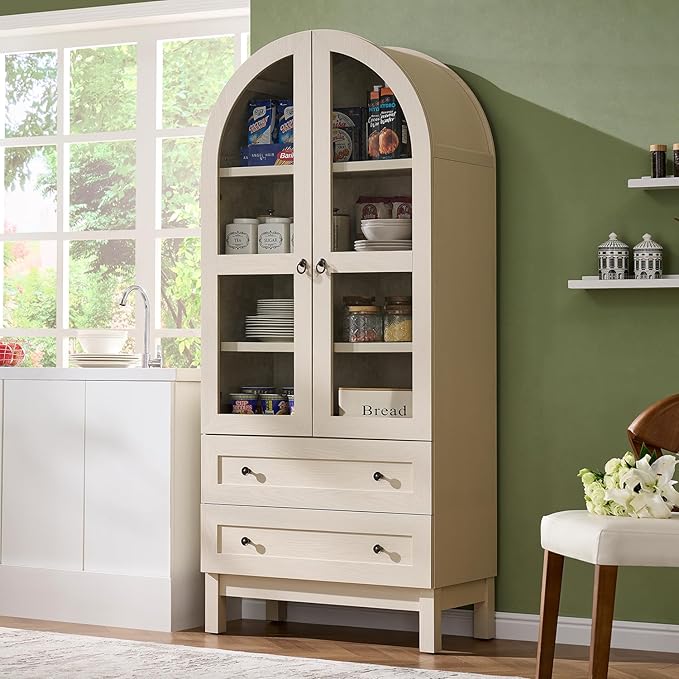 IFGET 71" Tall Arched Kitchen Pantry Cabinet, Wood Kitchens Storage Cabinets by IFGETEnrichYourLivingSpace