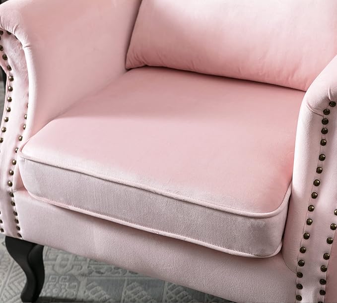 Mid Century Modern Accent Chair Upholstered Armchair Comfy Velvet Fabric Single - Image 6